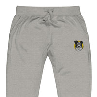 Embroidered Collie Craze Happy Blue Fleece Sweatpants