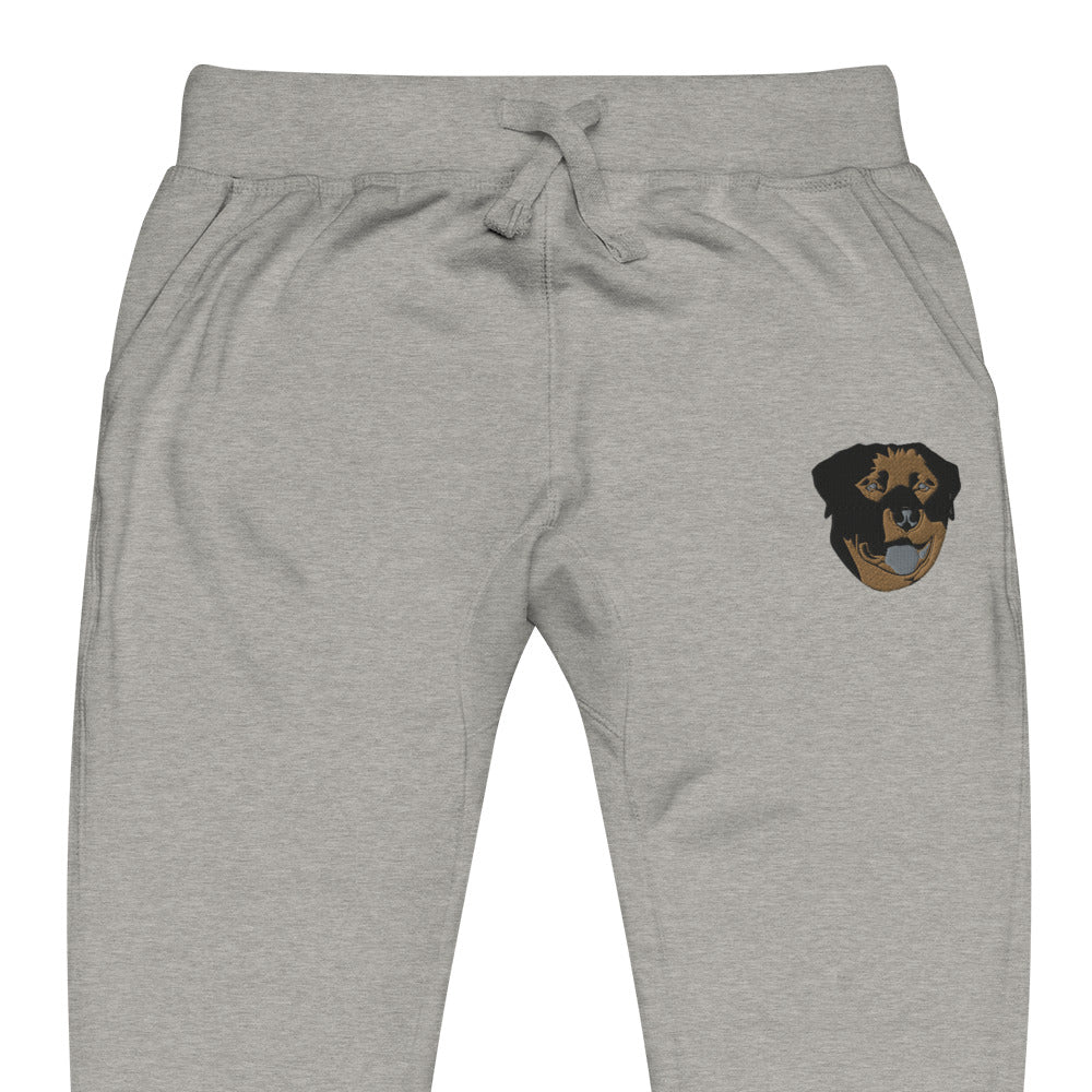 Embroidered Color Rottie  Fleece Sweatpants