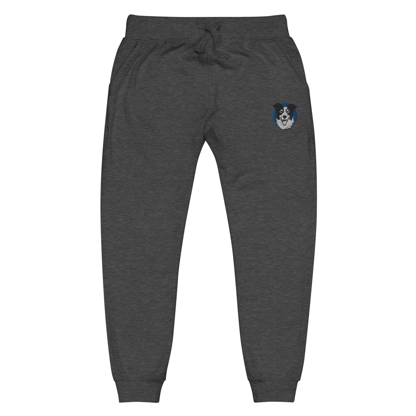 Embroidered Collie Craze Happy Blue Embroidered Fleece Sweatpants