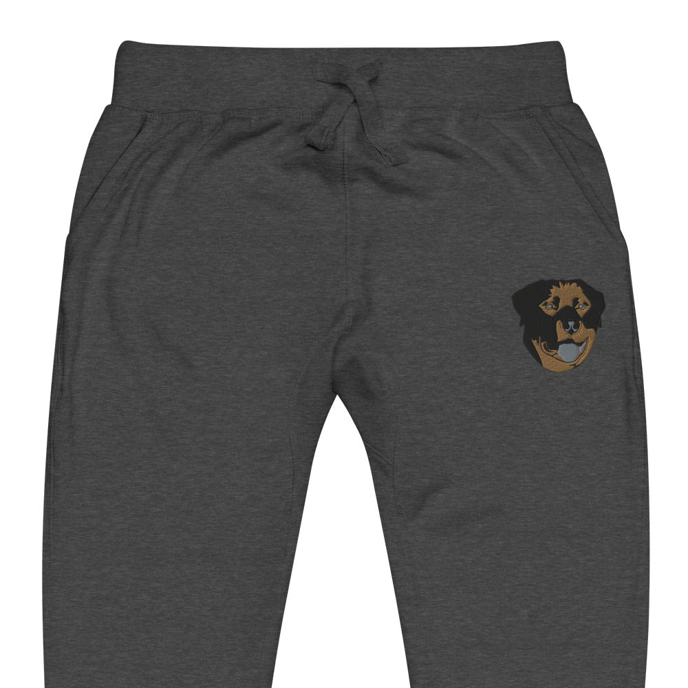 Embroidered Color Rottie  Fleece Sweatpants