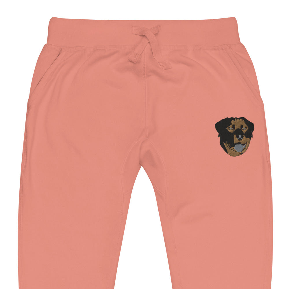 Embroidered Color Rottie  Fleece Sweatpants