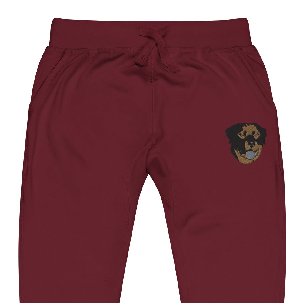 Embroidered Color Rottie  Fleece Sweatpants