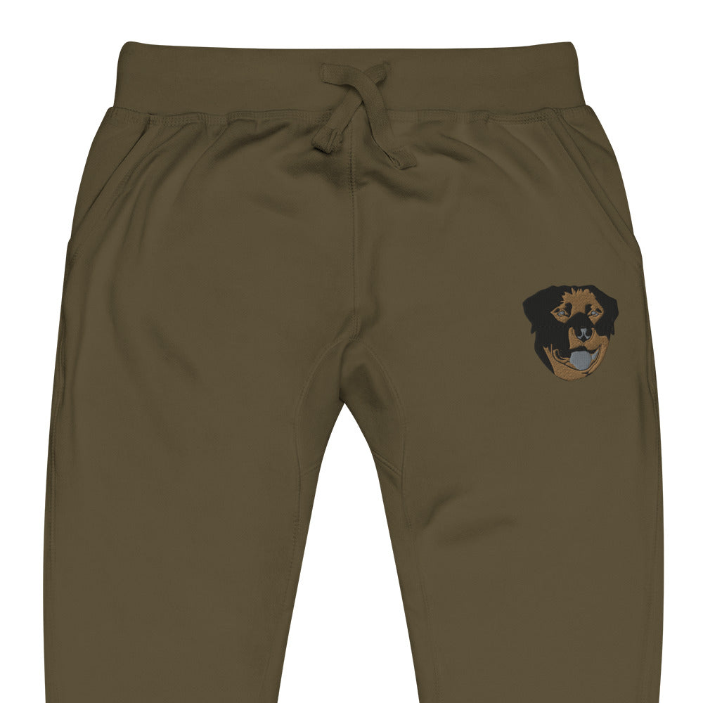 Embroidered Color Rottie  Fleece Sweatpants