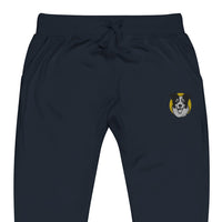 Embroidered Collie Craze Happy Blue Fleece Sweatpants