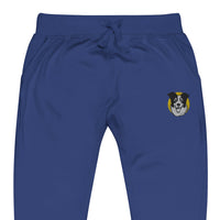 Embroidered Collie Craze Happy Blue Fleece Sweatpants