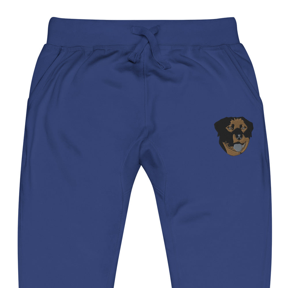 Embroidered Color Rottie  Fleece Sweatpants