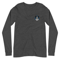 Embroidered Collie Craze Happy Blue Long Sleeve Tee