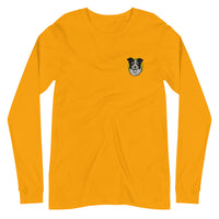 Embroidered Collie Craze Happy Yellow  Long Sleeve Tee