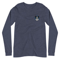 Embroidered Collie Craze Happy Blue Long Sleeve Tee