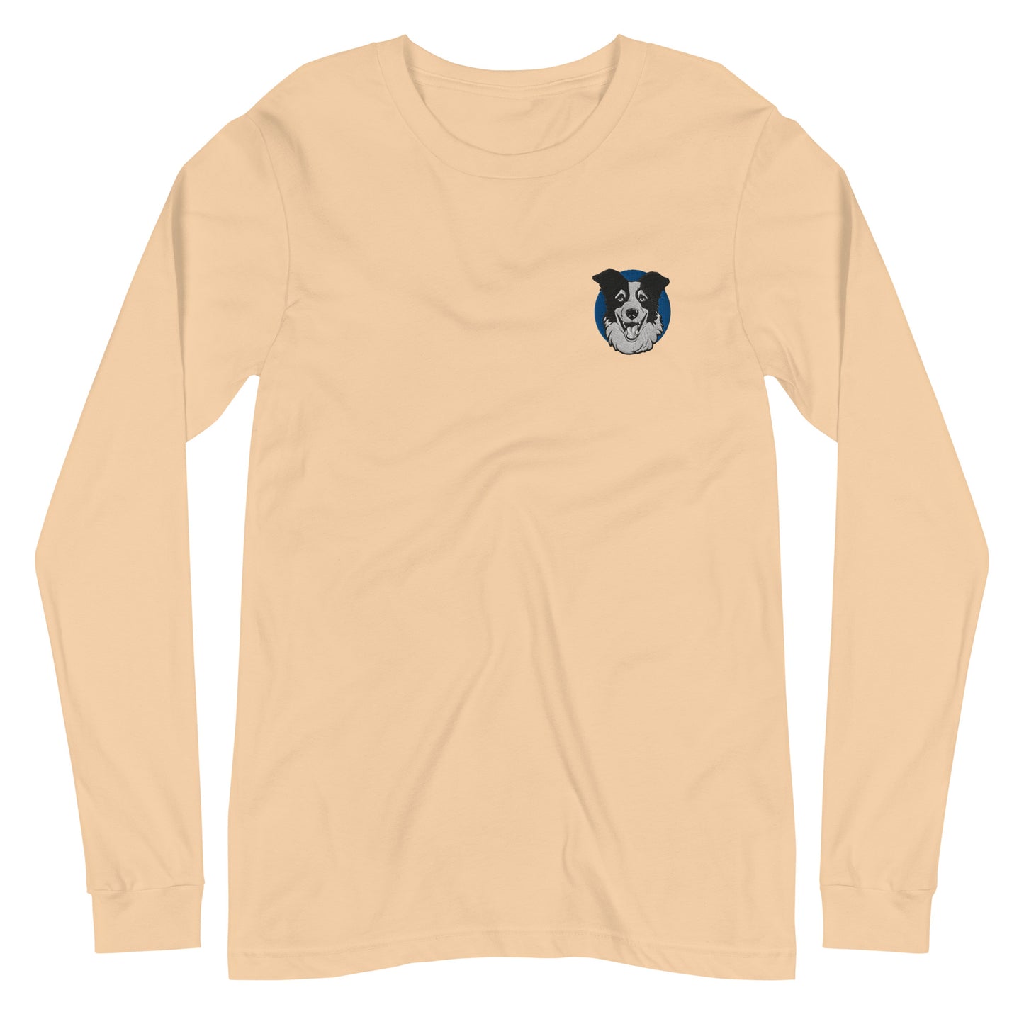 Embroidered Collie Craze Happy Blue Long Sleeve Tee