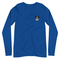 Embroidered Collie Craze Happy Blue Long Sleeve Tee