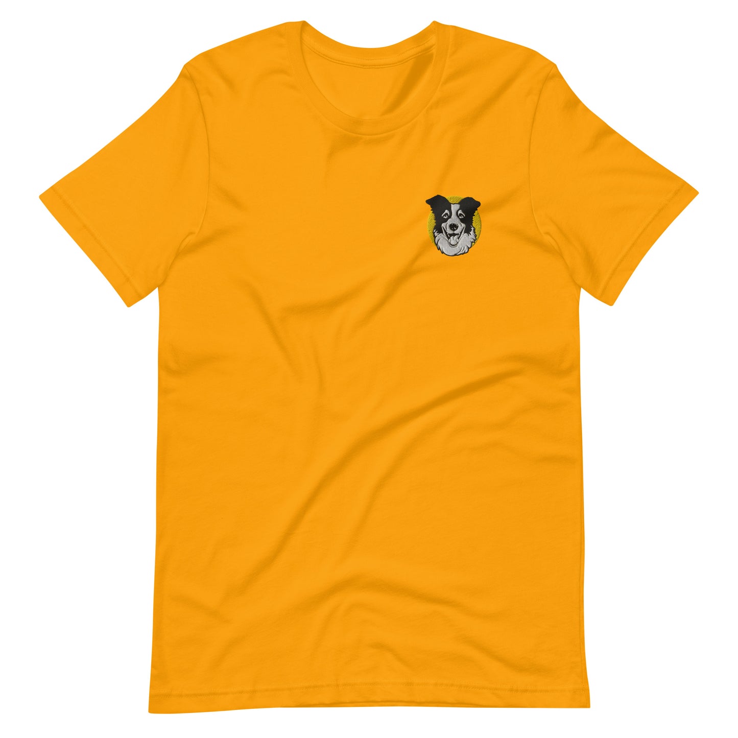 Embroidered Collie Craze Happy Yellow T-Shirt