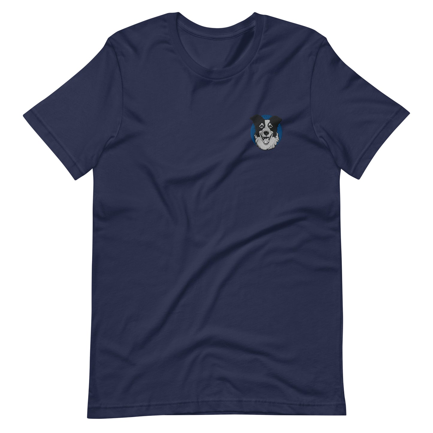 Embroidered Collie Craze Happy Blue T-Shirt