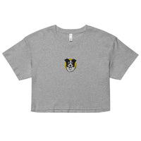 Embroidered Collie Craze Happy Yellow Women’s Crop Top