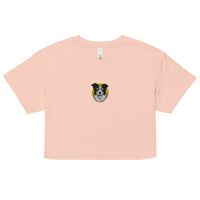 Embroidered Collie Craze Happy Yellow Women’s Crop Top