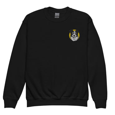 Embroidered Collie Craze Happy Yellow Youth crewneck sweatshirt