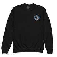 Embroidered Collie Craze Happy Blue Youth crewneck sweatshirt