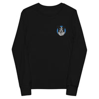 Embroidered Collie Craze Happy Blue Youth Long Sleeve Tee