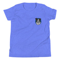 Embroidered Collie Craze Happy Blue Youth Short Sleeve T-Shirt