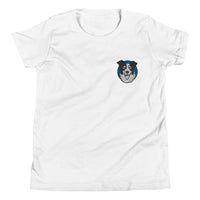 Embroidered Collie Craze Happy Blue Youth Short Sleeve T-Shirt