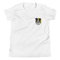 Embroidered Collie Craze Happy Yellow Youth Short Sleeve T-Shirt