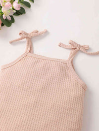 Baby Girl Waffle-Knit Tie-Shoulder Top and Shorts Set