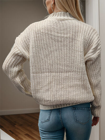 Cable-Knit Mock Neck Sweater