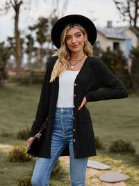 Button-Up Cardigan with Pockets