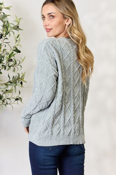 Cable Knit Round Neck Sweater