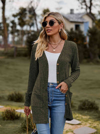 Button-Up Cardigan with Pockets