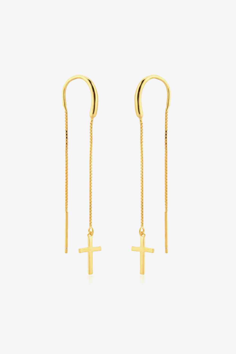 Sterling Silver Cross Threader Earrings