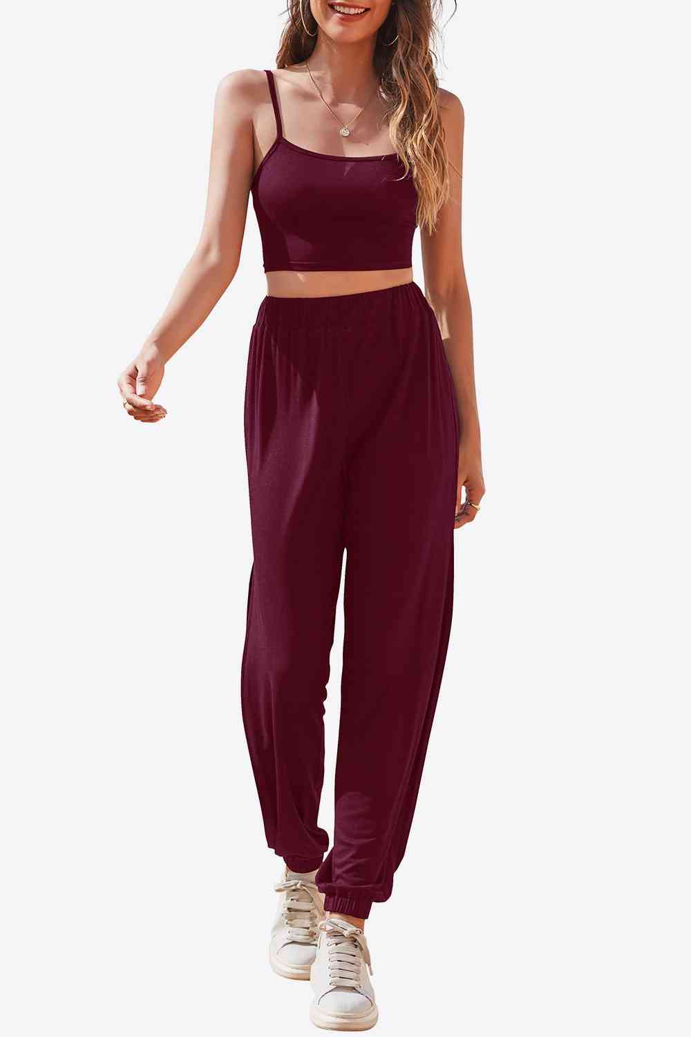 Cropped Cami & Side Split Joggers Set