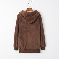 Quarter-Zip Drawstring Teddy Hoodie