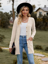 Button-Up Cardigan with Pockets