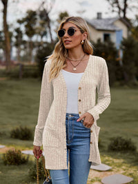 Button-Up Cardigan with Pockets