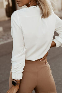 Button Up Round Neck Blouse