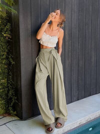 Tied High Waisted Wide Leg Pants