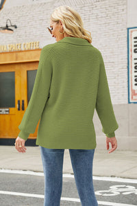 Ribbed Johnny Collar Pullover Sweater