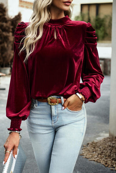 Tie Up Mock Neck Blouse