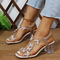 Butterfly Open Toe Mid Heel Sandals