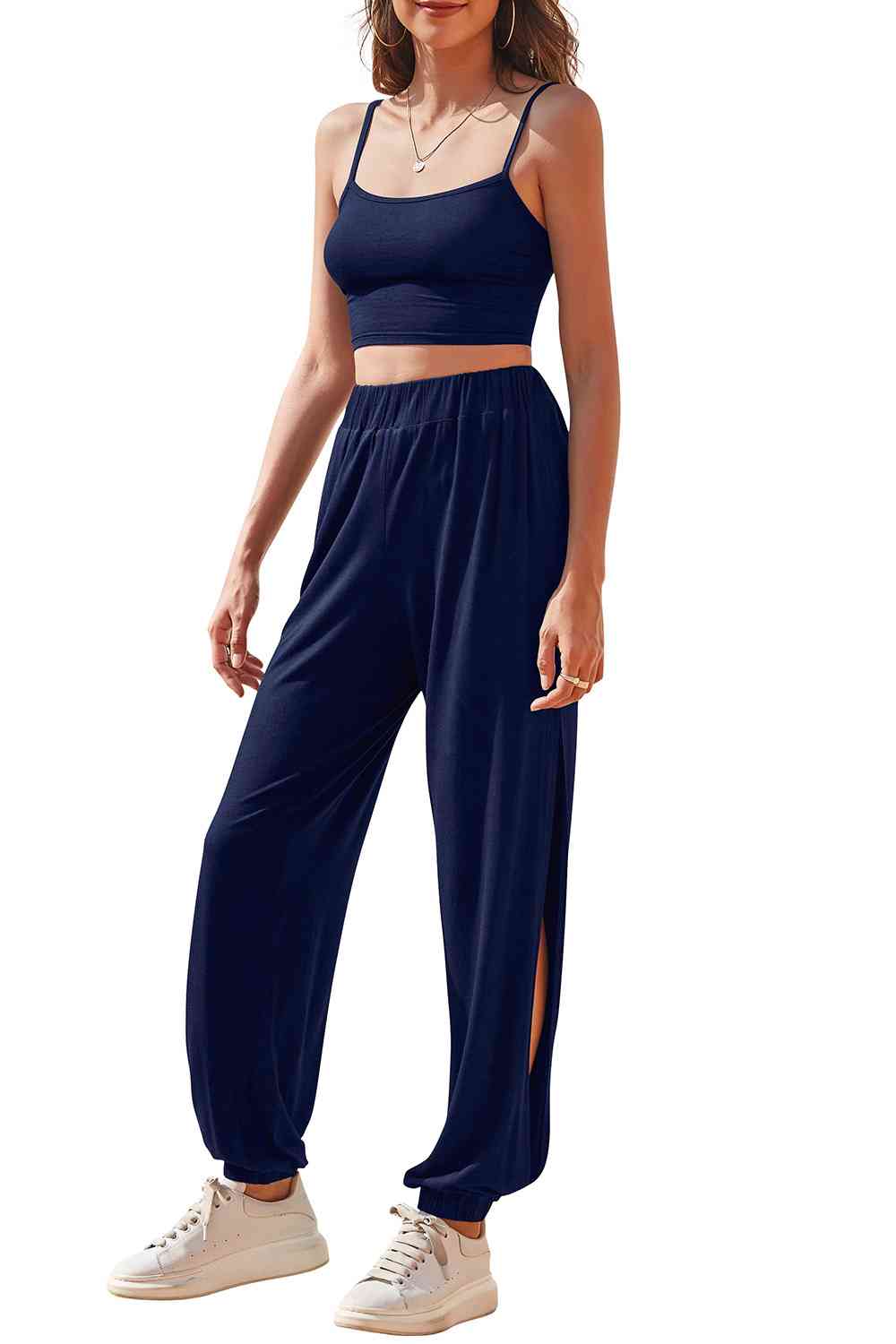 Cropped Cami & Side Split Joggers Set