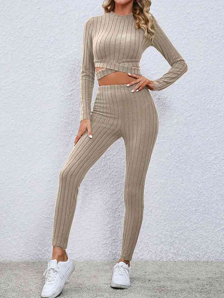 Crisscross Knit Top & Leggings Set