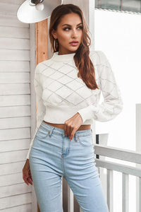 Plaid Round Neck Cropped Sweater