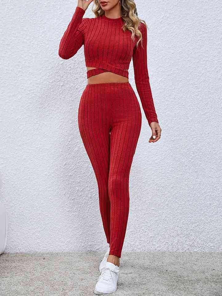 Crisscross Knit Top & Leggings Set