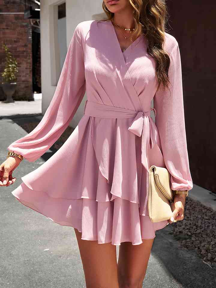 Surplice Neck Long Sleeve Dress