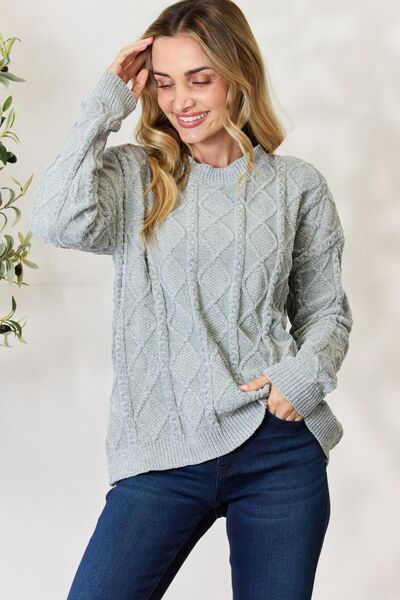 Cable Knit Round Neck Sweater