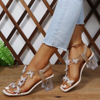 Butterfly Open Toe Mid Heel Sandals