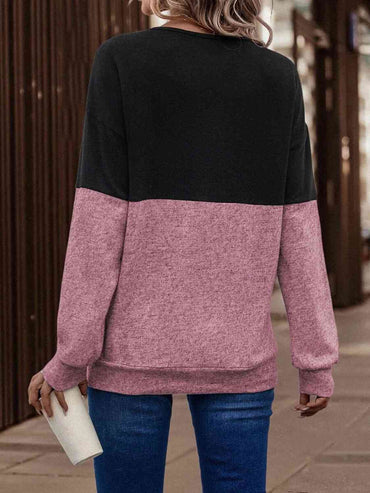 Two-Tone Crisscross Sweatshirt