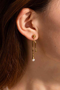 Pearl 18K Gold-Plated Dangle Earrings