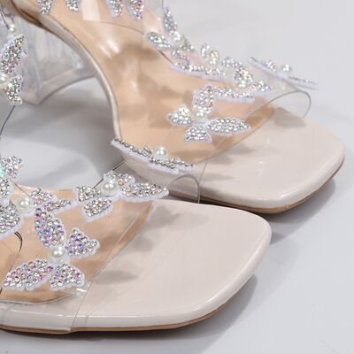 Butterfly Open Toe Mid Heel Sandals